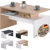 Couchtisch mit Ablage Stauraum 92x51x48cm Kratzfest Holz 50kg Belastbarkeit Modern Groß Wohnzimmer Büro Sofa Couch Tisch Beistelltisch weiß sonoma von Casaria