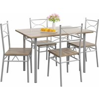 Esstisch mit 4 Stühlen Holz 5-tlg Set Metall 110x70cm Industrial Esszimmer Küche Stühle Tisch Möbel Essgruppe Sitzgruppe Paul eiche - Casaria von Casaria