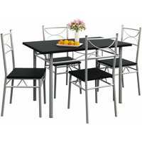 CASARIA® Esstisch mit 4 Stühlen Holz 5-tlg Set Metall 110x70cm Industrial Esszimmer Küche Stühle Tisch Möbel Essgruppe Sitzgruppe Paul schwarz von Casaria