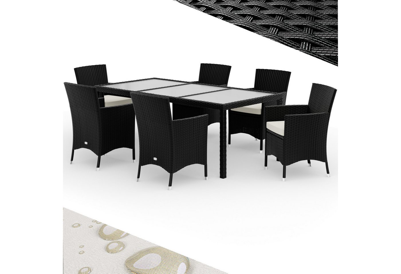 Casaria Garten-Essgruppe, Stühle stapelbar mit 7cm Auflagen 190x90cm Gartentisch Terrasse Möbel Casaria Garten-Essgruppe, Stühle stapelbar mit 7cm Auflagen 190x90cm Gartentisch Terrasse Möbel von Casaria
