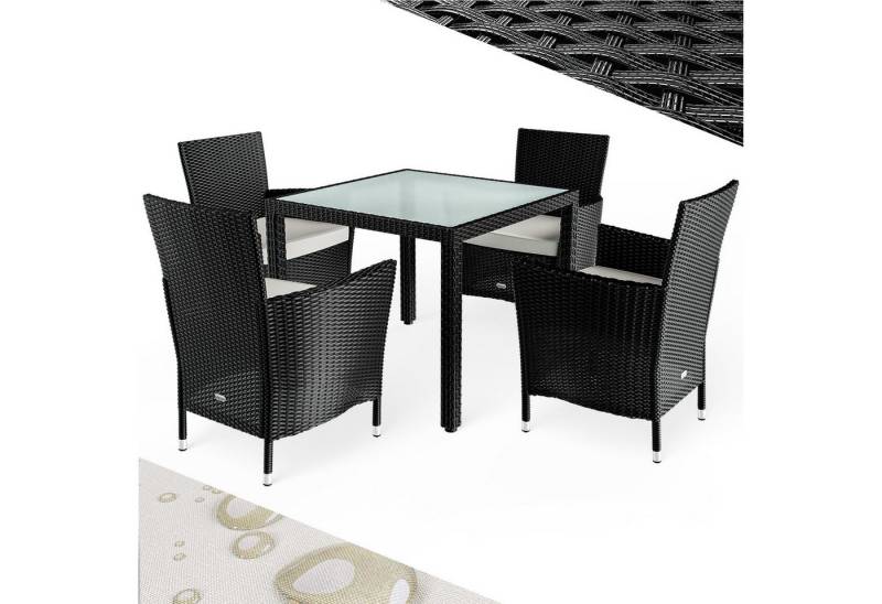 Casaria Garten-Essgruppe Mailand, Polyrattan 4 Personen Wetterfest inkl. 7cm Auflagen Stühle Stapelbar Casaria Garten-Essgruppe Mailand, Polyrattan 4 Personen Wetterfest inkl. 7cm Auflagen Stühle Stapelbar von Casaria