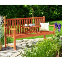 Gartenbank mit Tisch Klappbar 153x57x90cm Wetterfest Holz FSC®-zertifiziert 320kg Belastbarkeit Garten Balkon Holzbank Eukalyptus 3-Sitzer - Casaria von Casaria