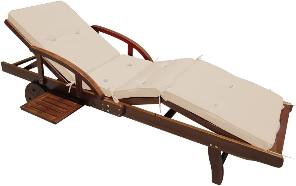 Casaria Gartenliege Braun, Auflage Creme 320kg Belastbar Klappbar Räder Ablage Akazie Garten Casaria Gartenliege Braun, Auflage Creme 320kg Belastbar Klappbar Räder Ablage Akazie Garten von Casaria
