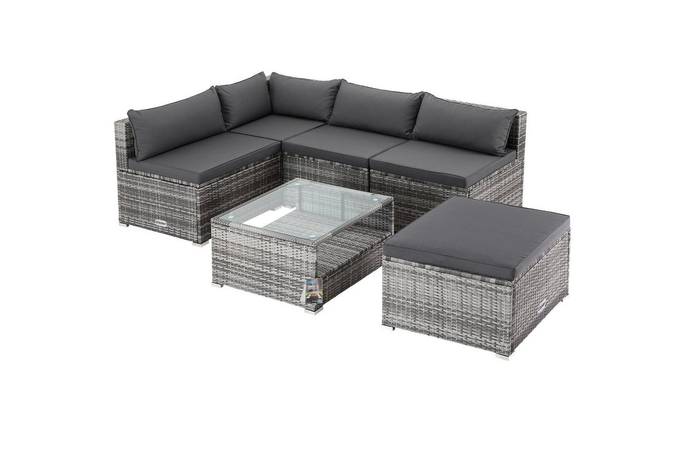Casaria Gartenlounge-Set, (16-tlg), XL mit 7 cm Auflagen 15 cm Rückenkissen 5mm Sicherheitsglas Tisch von Casaria