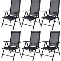 Gartenstühle Set Hochlehner Klappbar 8-Fach Verstellbar Camping Stuhl Aluminium Wetterfest Klappstuhl 120kg Belastbarkeit Garten Balkon 6er Set von Casaria