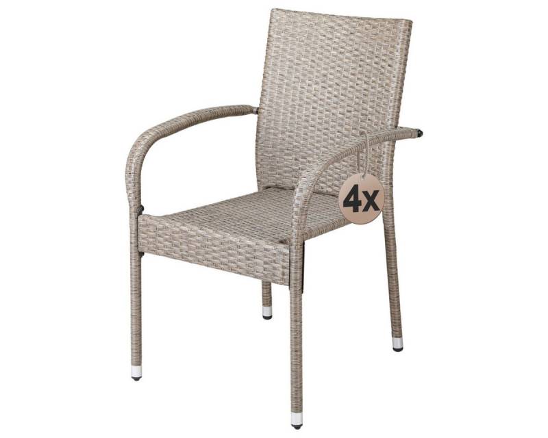 Casaria Gartenstuhl, Stapelbar Wetterfest Polyrattan Outdoor 160kg Garten Terrasse Balkon von Casaria