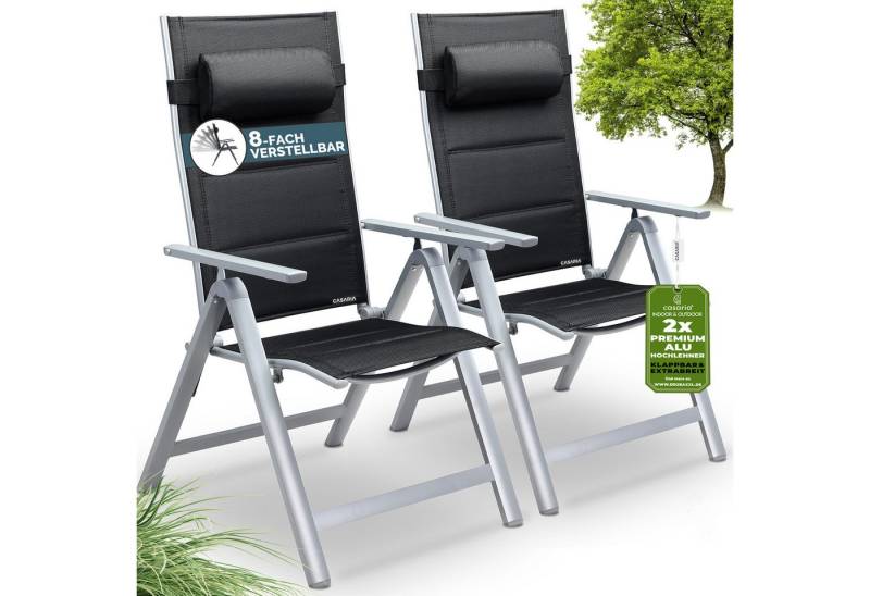 Casaria Gartenstuhl Bern Premium (2 St), Lehne 8-Fach Verstellbar Alu Gepolstert 120kg Belastbarkeit Wetterfest von Casaria