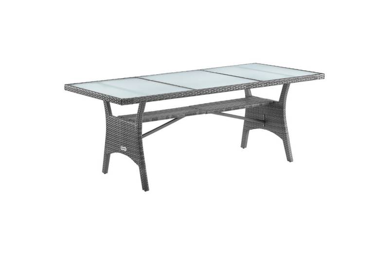 Casaria Gartentisch (1-St), Polyrattan 190x90x74 cm mit Ablage Sicherheits Glasplatte von Casaria