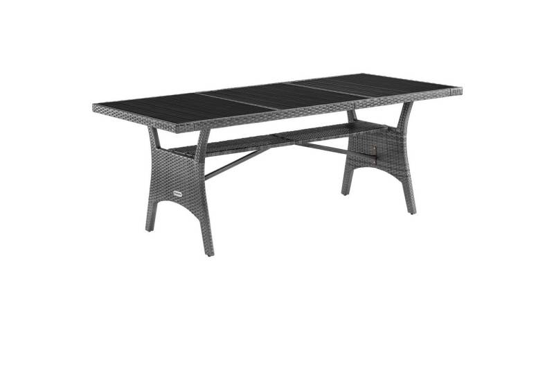 Casaria Gartentisch (1-St), Wetterfest 190x90x75cm WPC Tischplatte Polyrattan inkl. Ablage von Casaria
