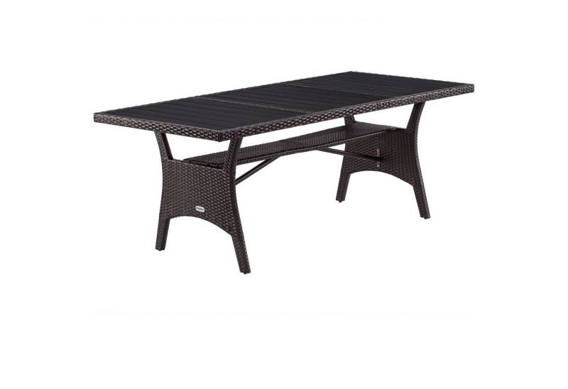 Casaria Gartentisch (1-St), Wetterfest 190x90x75cm WPC Tischplatte Polyrattan inkl. Ablage von Casaria