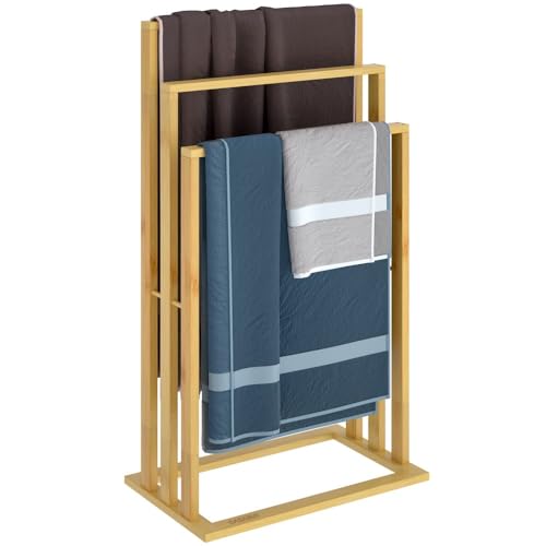 CASARIA® Handtuchhalter Stehend Bambus Holz 3 Stangen 82 x 40 x 24 cm Ablage Handtuchständer Freistehend Bad Handtuchstange Ohne Bohren Treppenförmig CASARIA® Handtuchhalter Stehend Bambus Holz 3 Stangen 82 x 40 x 24 cm Ablage Handtuchständer Freistehend Bad Handtuchstange Ohne Bohren Treppenförmig von Casaria