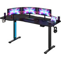 Höhenverstellbarer Schreibtisch mit Tischplatte Elektrisch lcd- Display 73-118cm Stahlgestell Büro Gaming Computertisch 160cm Schwarz - Casaria von Casaria