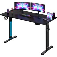 Casaria - Höhenverstellbarer Schreibtisch mit Tischplatte Elektrisch lcd- Display 73-118cm Stahlgestell Büro Gaming Computertisch 140cm Schwarz von Casaria