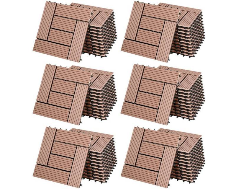 Casaria Holzfliesen 66x Mosaik Terrakotta, Terrassenfliesen 1-6m² WPC Fliesen Balkon Garten Verschiedene Farben von Casaria