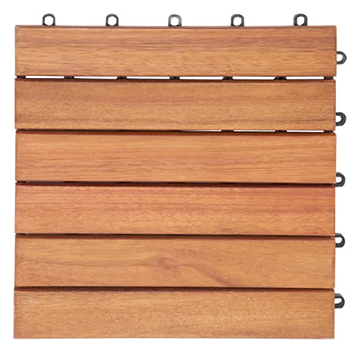 CASARIA® Holzfliesen Eukalyptus FSC®-zertifiziertes Eukalyptusholz 30x30 cm Fliese Stecksystem Mosaik Zuschneidbar Terrasse Balkon von Deuba
