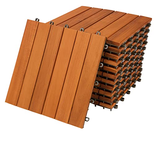 Casaria Holzfliesen FSC®-zertifiziertes Akazienholz 1m² Fliese 30x30cm Klicksystem zuschneidbar Terrassenfliese Balkon von Casaria
