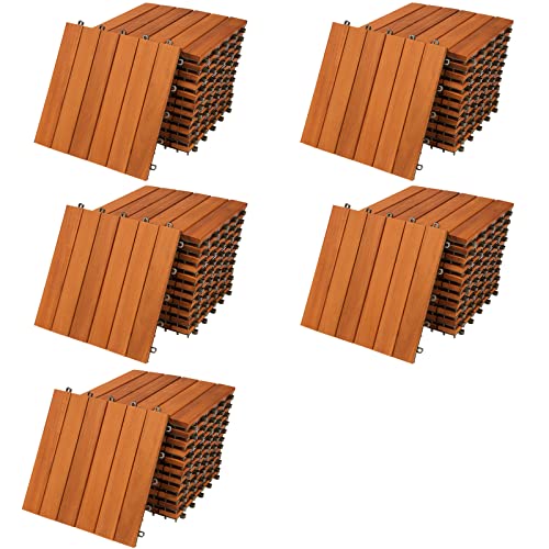 CASARIA® Holzfliesen FSC®-zertifiziertes Akazienholz 5m² Fliese 30x30cm Klicksystem zuschneidbar Terrassenfliese Balkon von Deuba