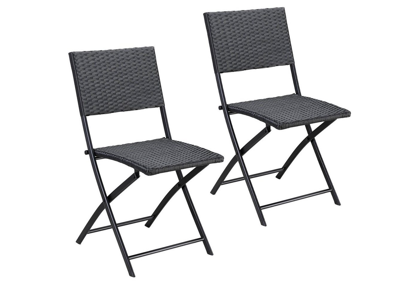 Casaria Klappstuhl Rom (2 St), Polyrattan 2er Set 120kg Belastbarkeit Platzsparend Klappbar Leicht von Casaria