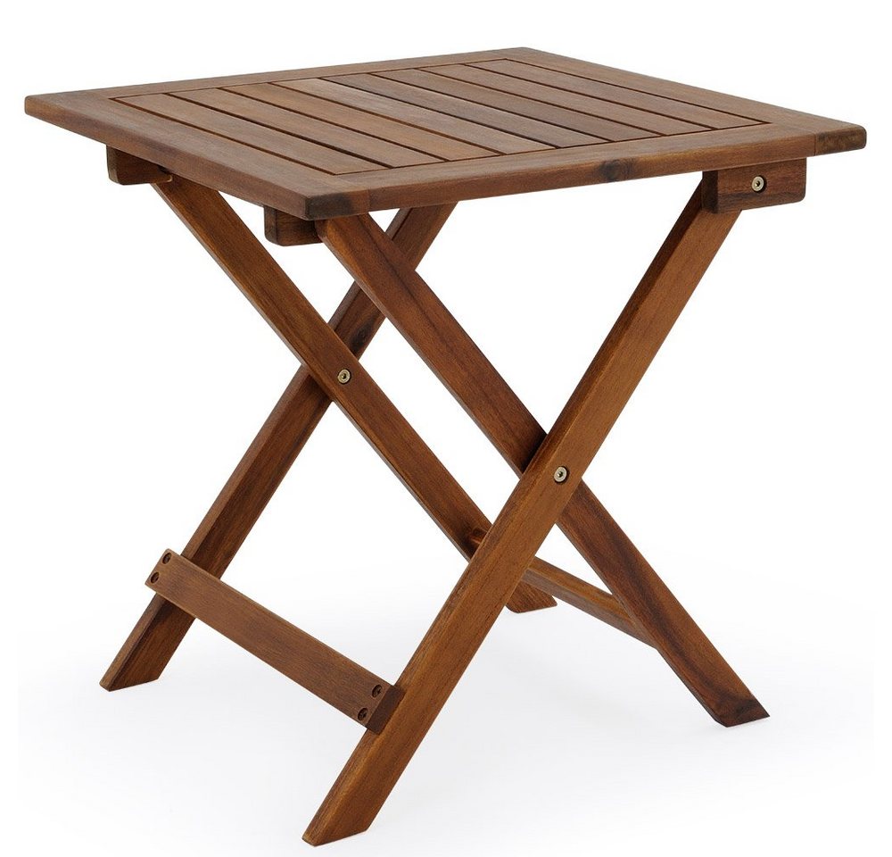 Casaria Klapptisch Akazie (1-St), Holz Vollmontiert Klappbar 80kg Belastbar 46x46cm wetterfest Balkon von Casaria