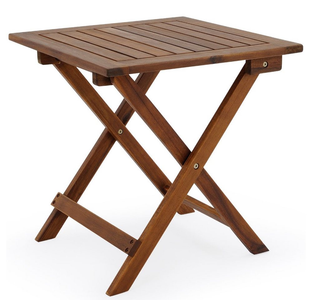 Casaria Klapptisch Akazie (1-St), Wetterfest klappbar Holz FSC®-zertifiziert 40kg Belastbarkeit 46x46cm von Casaria