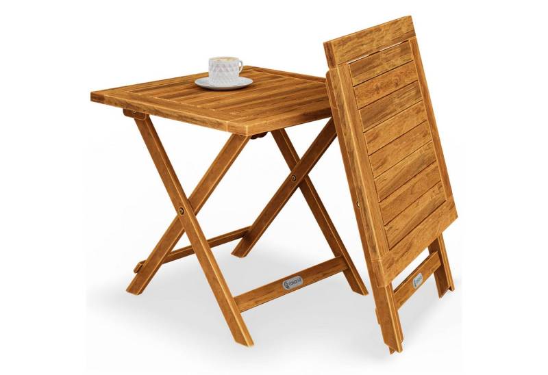 Casaria Klapptisch Akazie (1-St), Holz Vollmontiert Klappbar 80kg Belastbar 46x46cm wetterfest Balkon von Casaria