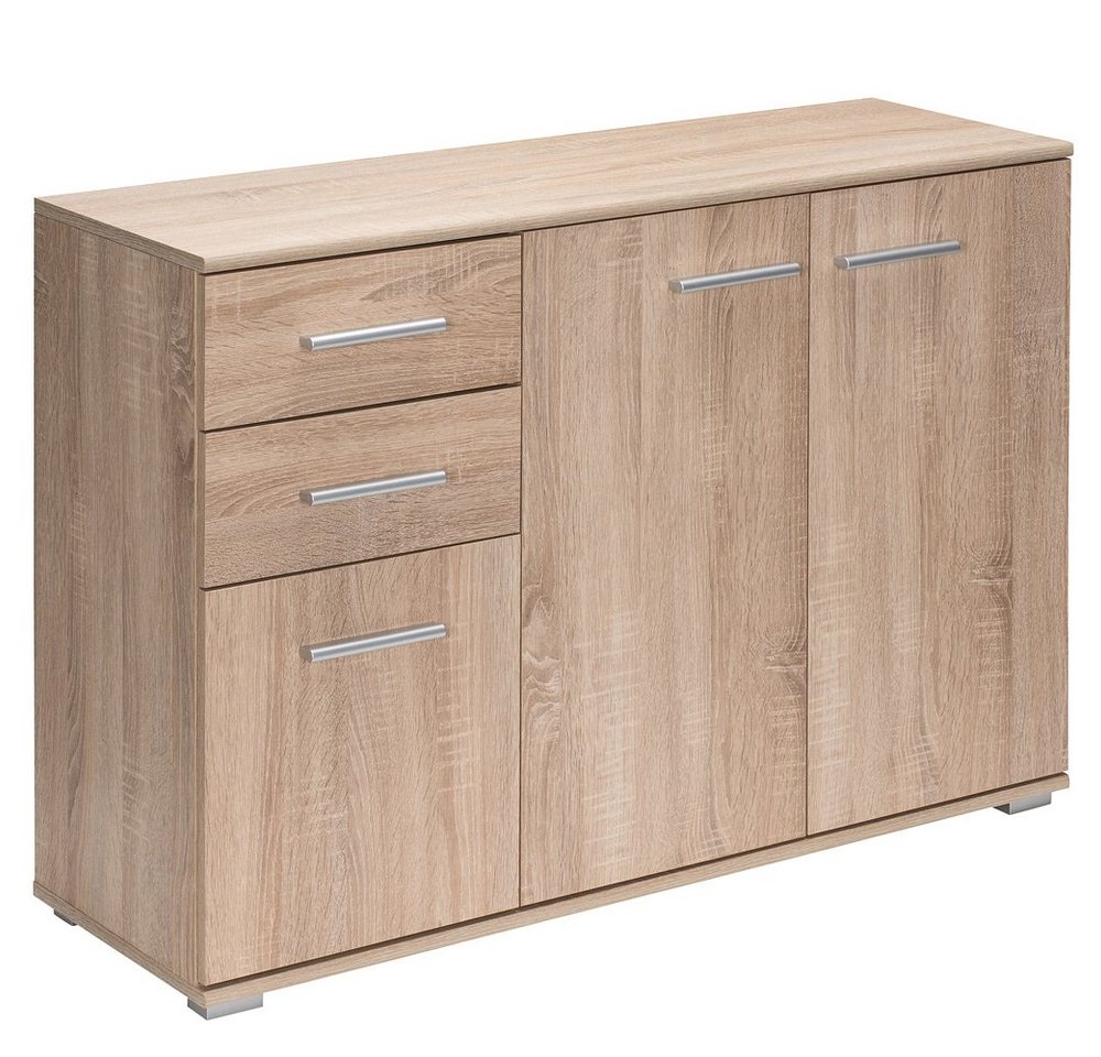 Casaria Kommode Alba DB101, mit 3 Türen 2 Schubladen 107x75x35cm spiegelbarer Aufbau Holz von Casaria