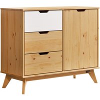 Casaria - Kommode mit 3 Schubladen Türe 2 Fächer fsc®- zertifiziert Massiv Holz 45kg Belastbar Kippsicher Wohnzimmer Flur Sideboard Anrichte Kiefer von Casaria