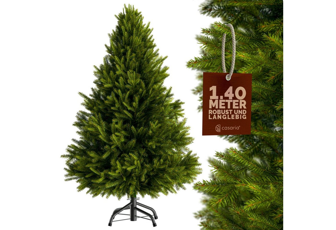 Casaria Künstlicher Weihnachtsbaum, 140 cm Edeltanne mit Metallständer 470 Spitzen Naturgetreu Spritzguss von Casaria