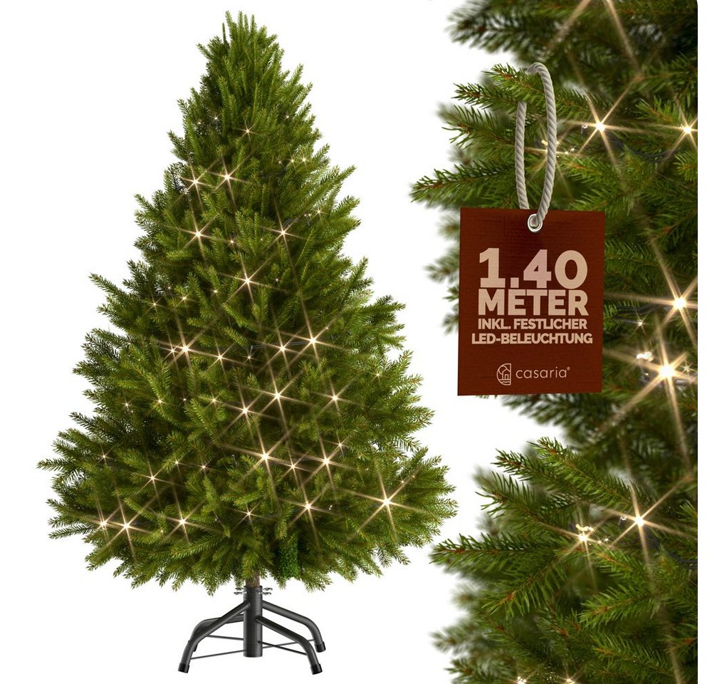 Casaria Künstlicher Weihnachtsbaum, 140 cm LED Lichterkette Edeltanne 470 Spitzen Naturgetreu von Casaria
