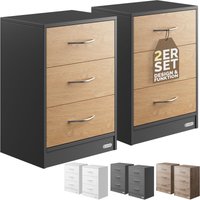 Casaria - Nachttisch Eloise 3 Schubladen Kabelführung Wandbefestigung Boxspringbett Schlafzimmer Nachtschrank Nachtkonsole Nachtkommode Holz von Casaria