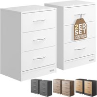 Nachttisch Eloise 3 Schubladen Kabelführung Wandbefestigung Boxspringbett Schlafzimmer Nachtschrank Nachtkonsole Nachtkommode Holz 54x39x28cm 2er Set von Casaria