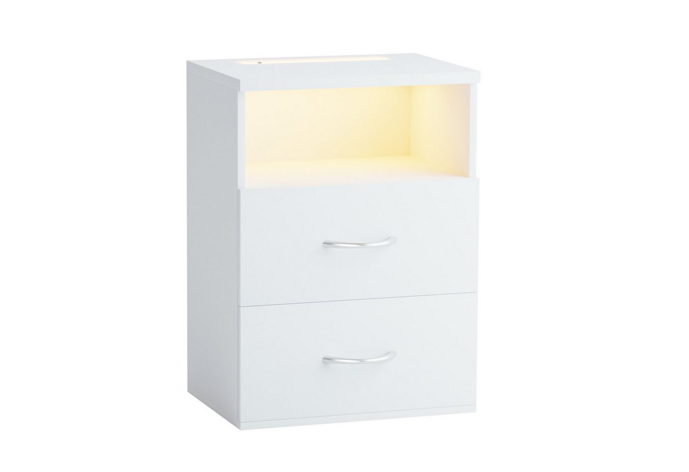 Casaria Nachttisch Jamie (1-St), mit Touch LED Beleuchtung 40x28x55cm Dimmbar Holz 2 Schubladen Bett von Casaria