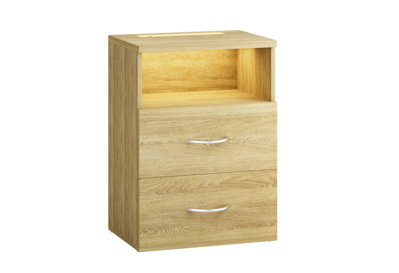 Casaria Nachttisch Jamie (1-St), mit Touch LED Beleuchtung 40x28x55cm Dimmbar Holz 2 Schubladen Bett von Casaria