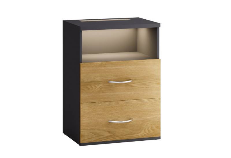 Casaria Nachttisch Jamie (1-St), mit Touch LED Beleuchtung 40x28x55cm Dimmbar Holz 2 Schubladen Bett von Casaria