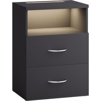 Nachttisch Touch mit led Beleuchtung 40x28x55cm Dimmbar Holz 2 Schubladen Boxspringbett Schlafzimmer Wohnzimmer Beistelltisch Nachtschrank anthrazit von Casaria