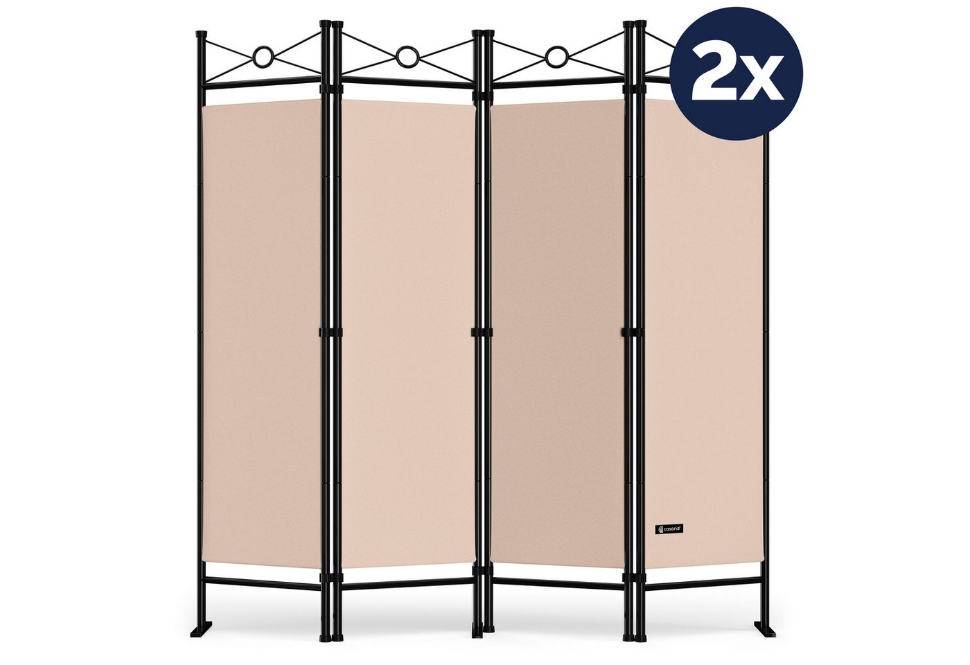 Casaria Paravent Lucca, 2er Set 180x163cm Verstellbar Faltbar Stabil 4 teilig Indoor von Casaria