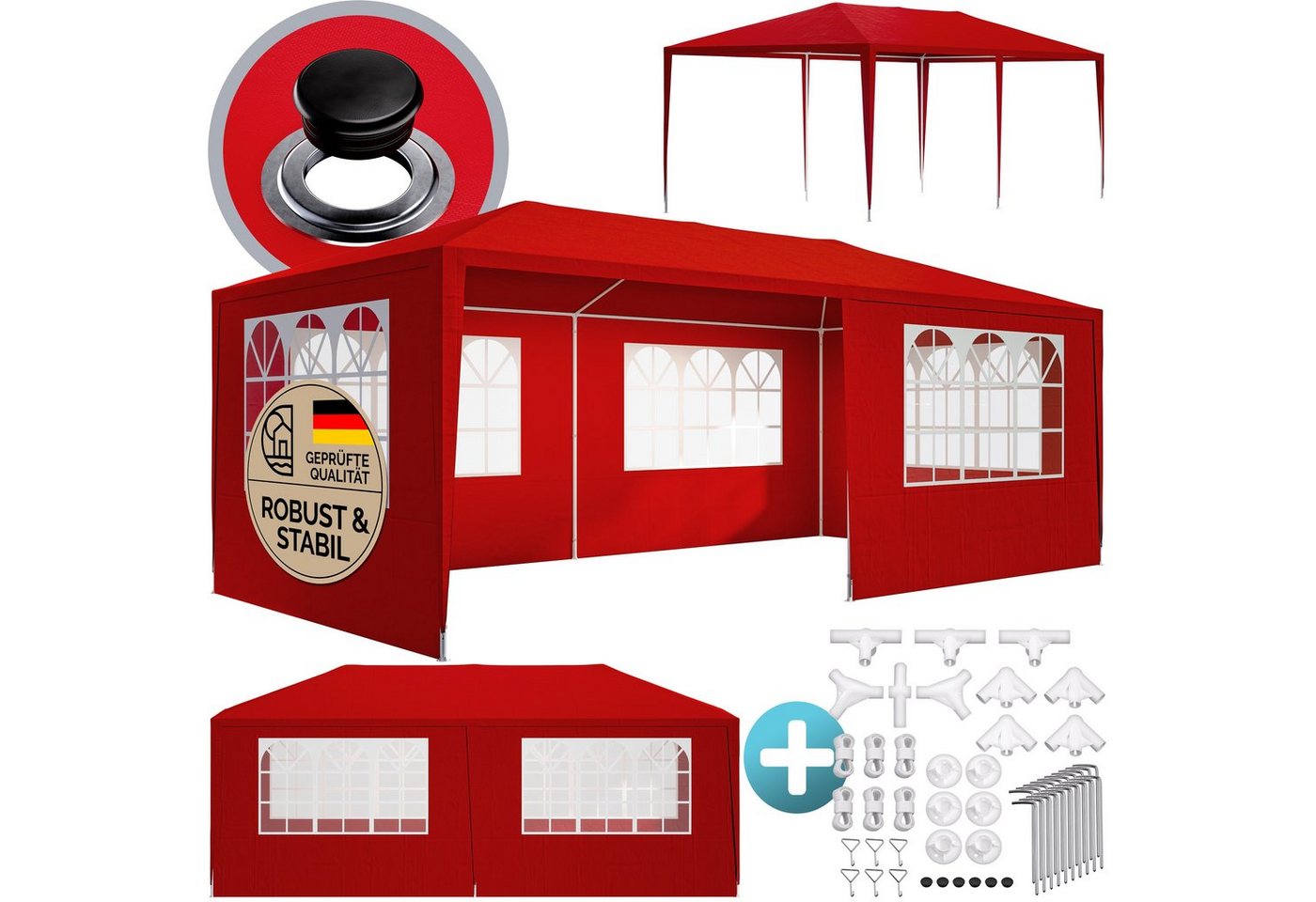 Casaria Partyzelt Rimini, rot 3x6m UV-Schutz 18m² Wasserabweisend 6 Seitenteile Pavillon Casaria Partyzelt Rimini, rot 3x6m UV-Schutz 18m² Wasserabweisend 6 Seitenteile Pavillon von Casaria