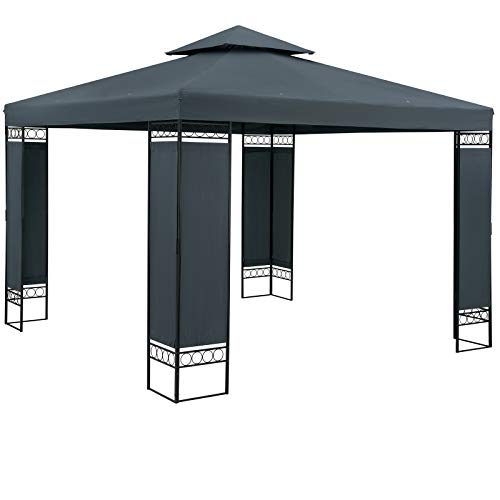 CASARIA® Pavillon Lorca 3x3m Metall Wasserabweisend UV-Schutz 50+ mit Seitenteile Stabil Gartenpavillon Modern Anthrazit von Casaria