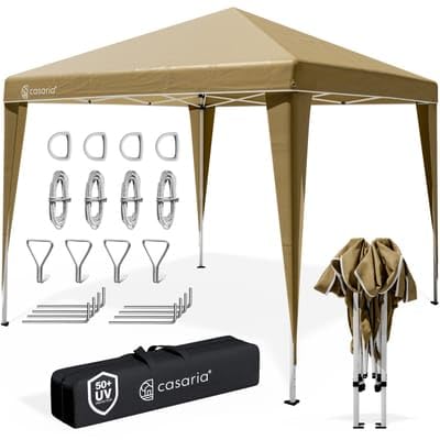 CASARIA® Pavillon Capri 3x3m Pop-Up UV-Schutz 50+ Wasserdicht Winterfest mit Tasche Faltbar Stabil Camping Garten Faltpavillon Partyzelt Creme von Casaria