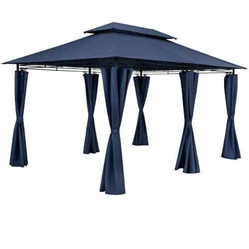CASARIA® Pavillon Topas 3x4m Metall Wasserabweisend UV-Schutz 50+ mit Seitenteile Stabil Gartenpavillon Luxus Modern Blau von Casaria