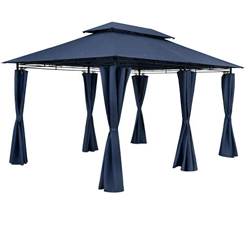 Casaria® Pavillon Topas 3x4m Metall Wasserabweisend UV-Schutz 50+ mit Seitenteile Stabil Gartenpavillon Luxus Modern Blau von Casaria