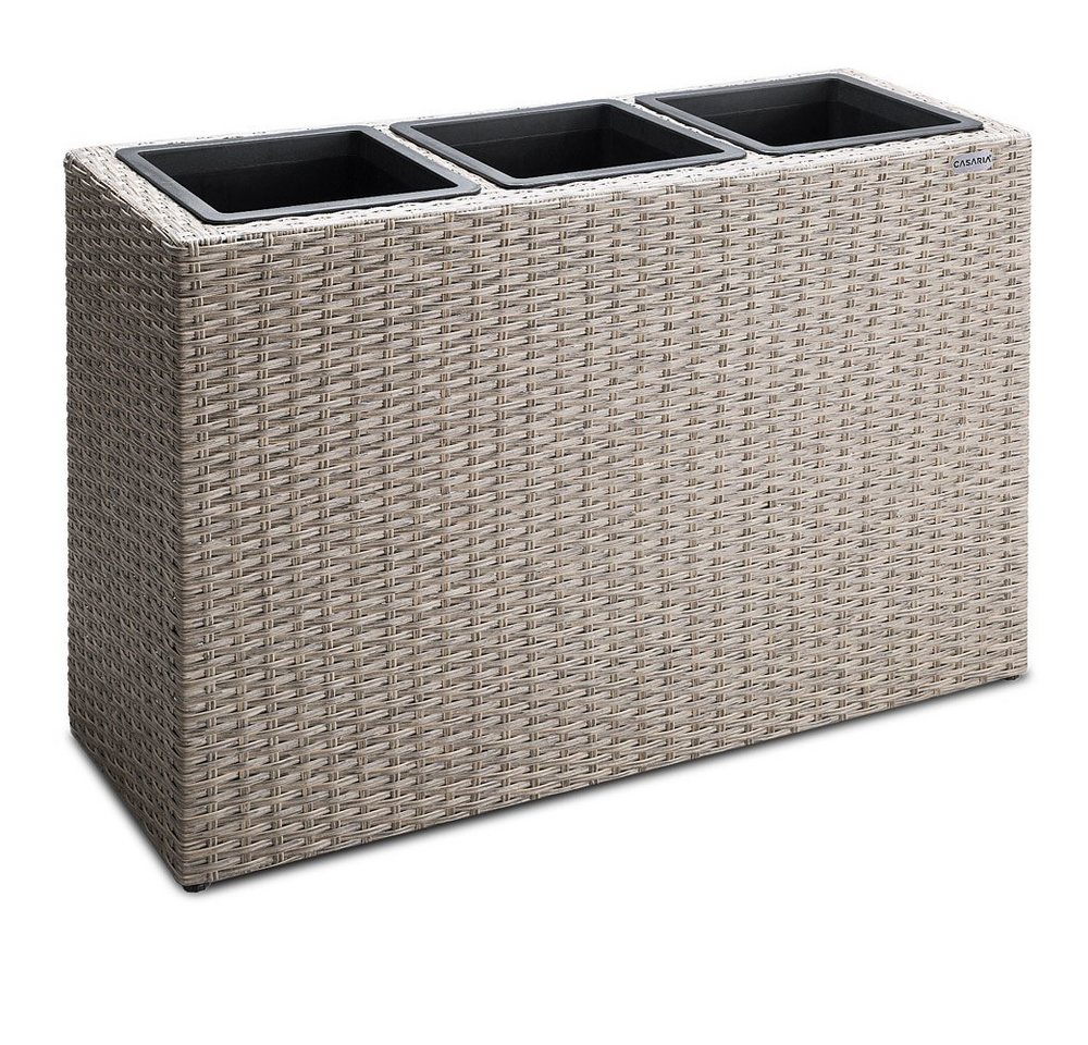 Casaria Pflanzkübel, 3 Innentöpfe Herausnehmbar Polyrattan 83x30,5x60cm Blumentopf Creme von Casaria