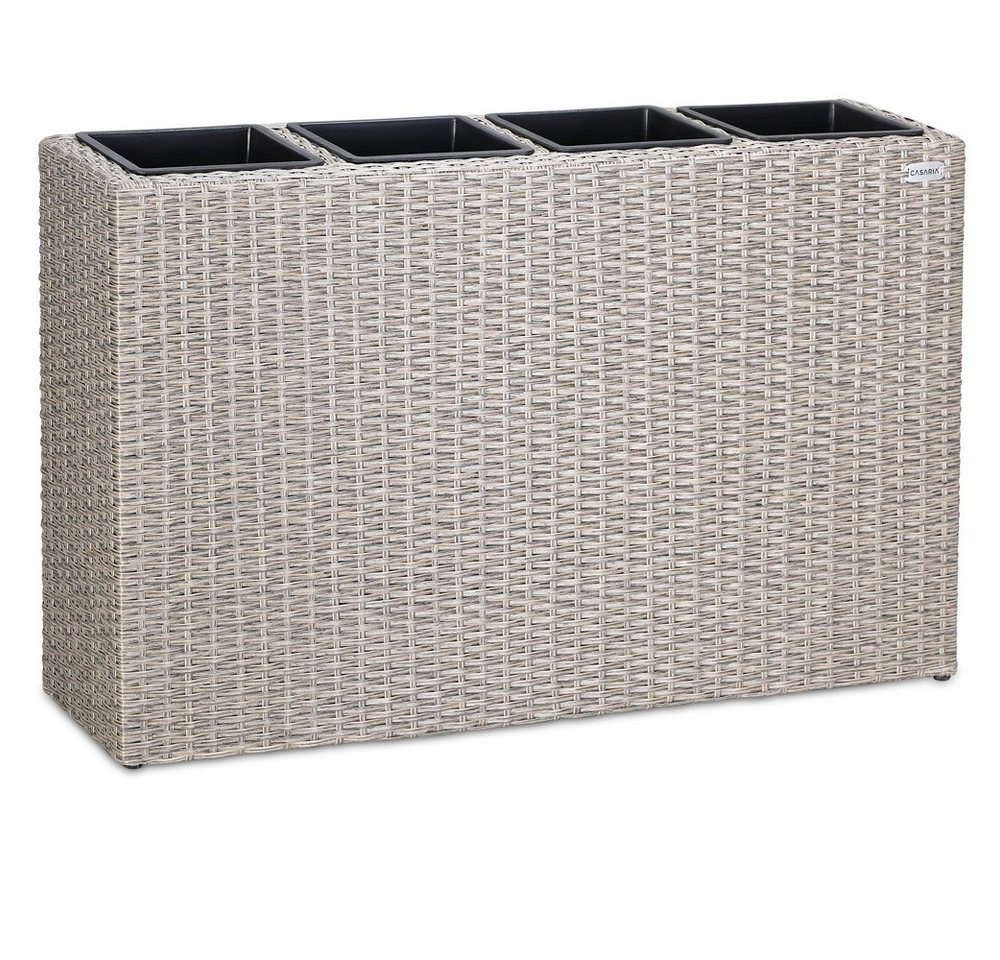 Casaria Pflanzkübel, 4 Innentöpfe Herausnehmbar Polyrattan 95x27x60cm Blumentopf Creme von Casaria