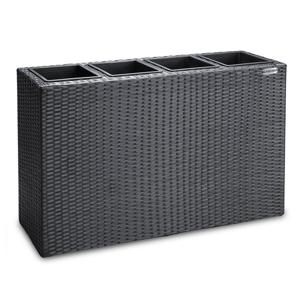 Casaria Pflanzkübel, 4 Innentöpfe Herausnehmbar Polyrattan 95x27x60cm Blumentopf Schwarz von Casaria