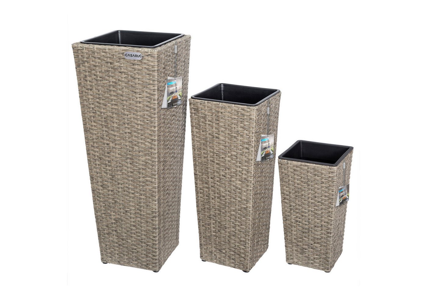 Casaria Pflanzkübel, Casaria Blumentopf 3er Set Polyrattangeflecht Übertopf Wasserabfluss Casaria Pflanzkübel, Casaria Blumentopf 3er Set Polyrattangeflecht Übertopf Wasserabfluss von Casaria