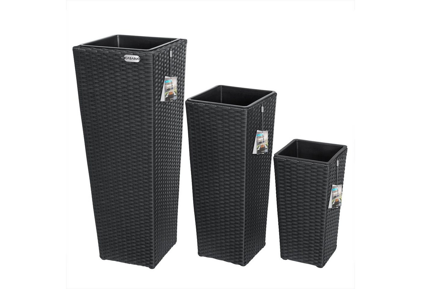 Casaria Pflanzkübel, Casaria Blumentopf 3er Set Polyrattangeflecht Übertopf Wasserabfluss Casaria Pflanzkübel, Casaria Blumentopf 3er Set Polyrattangeflecht Übertopf Wasserabfluss von Casaria