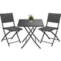 Casaria - Polyrattan Balkonmöbel 3 tlg. Klappbar Platzsparend 2 Personen Wetterfest Balkon Terrasse Bistro Garten Möbel Sitzgruppe Essgruppe Garnitur von Casaria