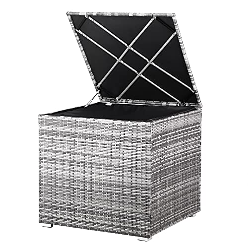 Casaria® Auflagenbox Kissenbox 318 L mit Deckel 75x75x70cm Wasserdicht Gasdruckfeder Garten Aufbewahrungsbox Balkon Truhe Abwaschbar Polyrattan Grau von Casaria