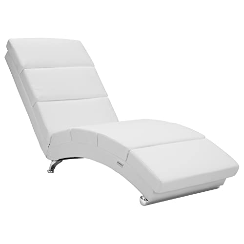 Casaria® Relaxliege XXL London 186x 89x 55 cm Ergonomisch Kunstleder Gepolstert 180kg Belastbarkeit Wohnzimmer Büro Innen Chaiselongue Relaxsessel Weiß von Casaria