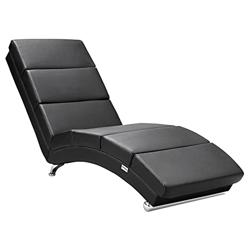 Casaria® Relaxliege XXL London 186x89x55cm Ergonomisch Kunstleder Gepolstert 180kg Belastbarkeit Wohnzimmer Büro Innen Chaiselongue Relaxsessel Schwarz von Casaria